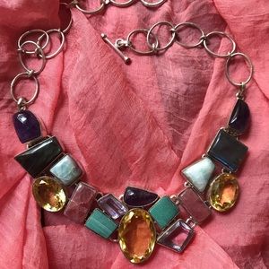 Multi color large stone choker